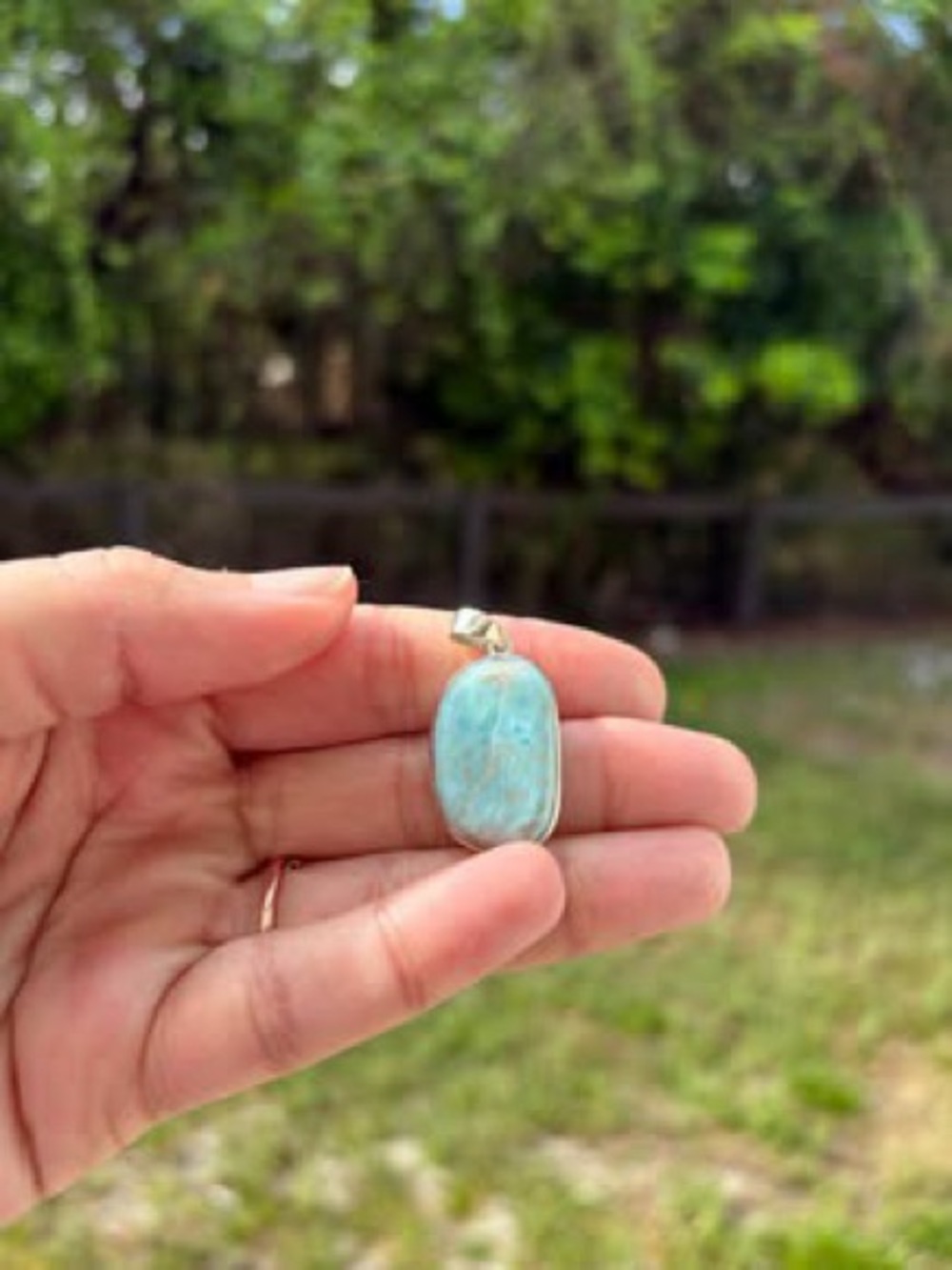 Genuine Dominican Larimar Pendant - 925 Sterling Silver